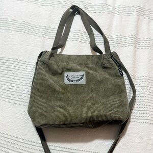 Green Corduroy Shoulder Bag